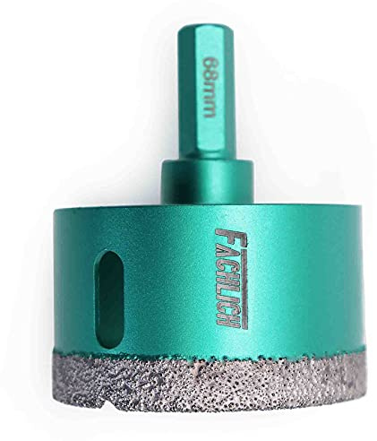 FACHLICH Diamant Fliesenbohrer 68mm Diamantbohrer Lochsäge mit Sechskantschaft für Porzellan Fliese Granit Marmor…