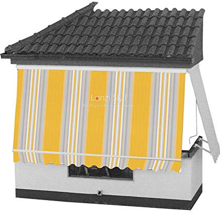 Tenda da sole a caduta con CASSONETTO di protezione braccetti e mantovana - Tessuti TEMPOTEST PARÀ(TESSUTI GIALLI) - MISURA L cm da 181 a 240 X 260 H