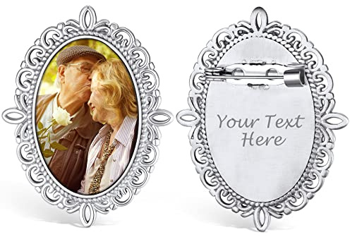 Custom4U Personalisierte Foto Brosche Edelstahl Memorial Broschen & Anstecknadeln für Damen Silber/Gold/Schwarz Anstecknadel Hochzeit Frauen Broschen Clips für Kleidung Modeschmuck Geschenk
