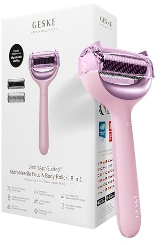 GESKE MicroNeedle Face & Body Roller | 8-in-1 Derma Roller | SmartAppGuided™ | Elektrisches Microneedling | Nadelroller | Needleroller | Beauty Roller für Gesicht und Körper