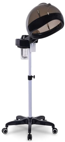 Icoget Standing Hair Steamer for Nature Black Hair, Hooded Heating Steam Cap for Deep Conditioning w/Adjustable Height and Angle, Hot Mist for Hydration and Color Processor, Home Salon Use