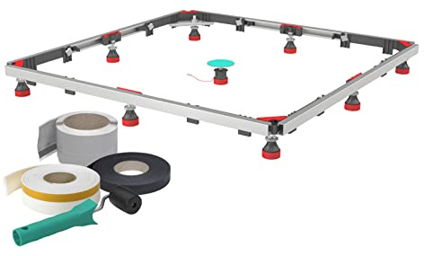 MEPA Duschwannen-Set Montagerahmen SF RE 2S+ Universal - Set zum schalldämmenden Einbau von extra- & superflachen rechteckigen Brausewannen aus Stahl, Acryl, Mineralguss - 182125