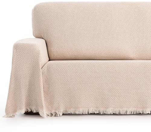 Maxifundas Couvre-lit Multifonction au Toucher Extra Doux et Confortable pour canapé ou lit Modèle Zen Beige 230 x 260 cm