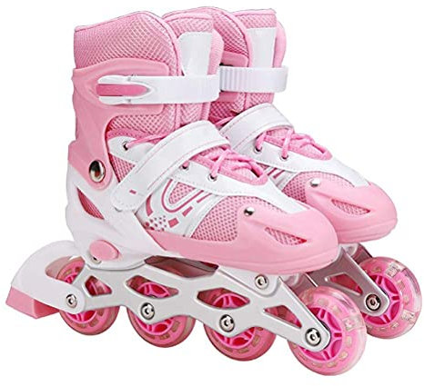 Verstellbare Inline-Skates Für Kinder, Jungen Und Mädchen, Inline-Skates Für Kinder, 3-in-1-Inline,Pink-M