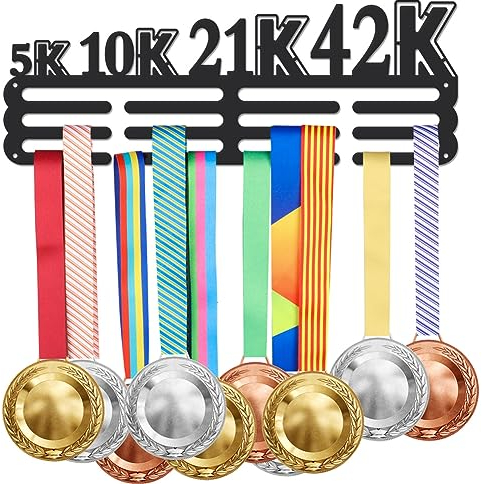 SUPERDANT Marathon Medaillenhalter Für Laufen Medaillen Aufbewahrung 5K 10K 21K 42K Sport Medaillen Aufhänger Präsentationsständer Wandmontage Eisenband Aufhänger Dekor Geschenke für Sportler Kinder