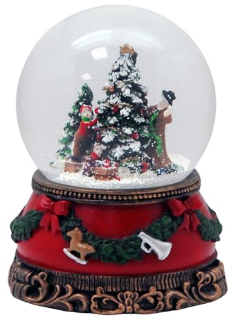 Schneekugel Schneemann Romantischer Winterspaziergang Spieluhr Winter Wonderland 10cm Durchmesser 20129 (Rot Weihnachtsdekor)