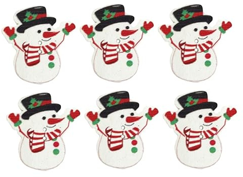 EXCEART HolzknöPfe Schneemann ZweilochknöPfe 3.5X3.2Cm 50 StüCk Dekorative BastelknöPfe FüR NäHen Diy Handwerk Scrapbooking Weihnachten