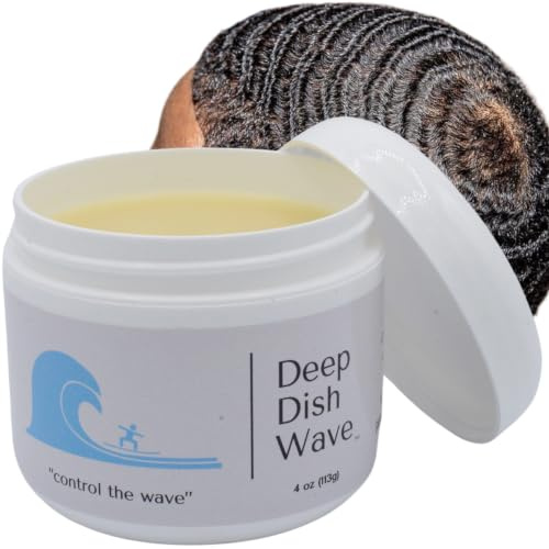 Deep Dish Wave Pomade for 360 Waves – Organic Wave Grease for Men – Strong Hold Wave Butter with Beeswax & Shea Butter – Natural 100% Pure Hair Pomade 4oz