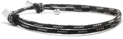 Nato Cuff - Bracciale Paracord 2mm - Fatto a mano in Francia - Gioiello Uomo o Donna regolabile (Nero/Grigio)