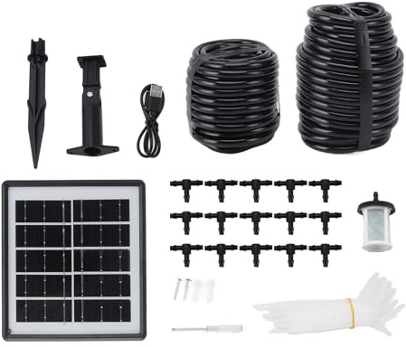 Système d'Arrosage Automatique Solaire, 6 Modes de Minuterie, Kit d'Irrigation Goutte à Goutte pour Plantes en Pot