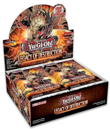 YuGiOh! Legacy of Destruction Booster Display | DEUTSCHE AUSGABE | NEU & OVP | Yu-Gi-Oh Karten | + Arkero-G 100 Small Soft Sleeves