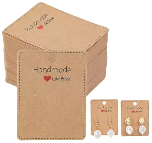 LQI 100 Stück Schmuck Verpackung,Ohrring Ständer,Earring Holder,Schmuck Display Karten,Kraftpapier Ohrring Halterung,für DIY Ohrstecker und Ohrringe,6.5X5CM