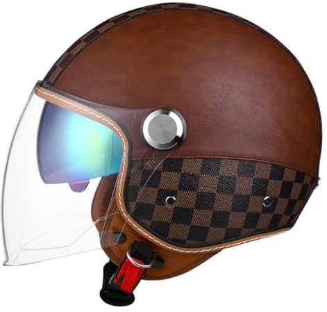 Casque Moto Jet Rétro Demi-Visage ECE Homologué Casque Vintage Casque Face Ouverte Casque 3/4 Open Face Moto Casque De Protection Ouvert Adulte Casque Mobylette Bols