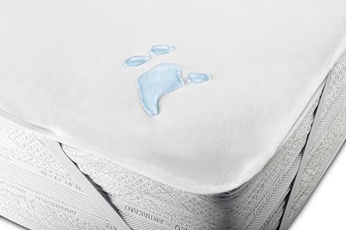 Blue Moon Wasserdichter Matratzenschoner – Atmungsaktive Baumwollauflage, Nässeschutz, Inkontinenzunterlage, Anti-Allergie, Anti-Milben, Inkontinenzunterlage Waschbar - Made in EU (180x200cm)