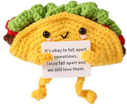 Positive Support Taco, Inspirational Crochet Taco Encouragement Knitted Potato Wool Doll Motivational Handmade Toy for Cheer Up Gift Party Decoration
