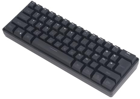 Clavier de Jeu 60%, Teclado Gamer sans Fil Filaire Rétroéclairage RVB Clavier 3 Modes Clavier Silencieux 61 Touches 2,4 G pour Ordinateur Portable, Téléphone, Tablette (BLACK)