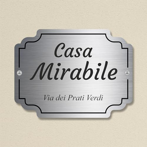 Pubblimania TARGA PORTA PERSONALIZZATA, per casa o ufficio, in alluminio composito da 3 mm con Stampa Resistente per Esterno