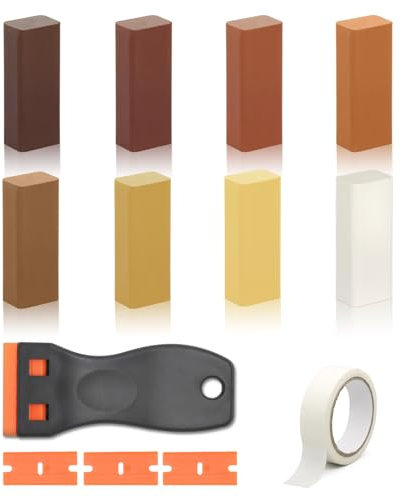 Hartwachs Reparaturset, Laminat Reparaturset 8 Farben, Fliesen Reparaturset, Parkett Reparaturset, Raufaser Reparatur, Holz Reparaturset, Vinyl Reparaturset für Laminat, Holz, PVC, Küchenplatte