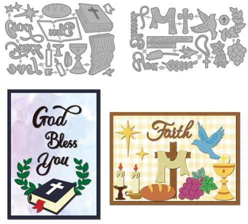 MAYJOYDIY Metall Stanzformen Bibelglaube God Bless You Metall Stanzformen Kreuz Kelch Prägeschablonen Dekorative Prägepapier Stanzformen Für Die Kartengestaltung DIY Scrapbook Album Geschenkdekoration