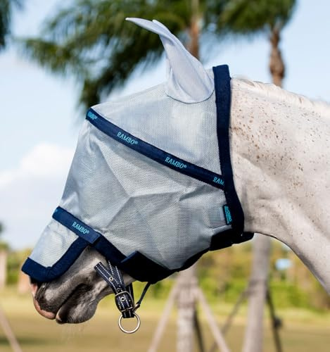 Horseware Irland Rambo Flymask Azurblau und Marineblau Pferd