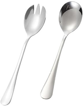 HUATEEN Set di Posate per Insalata in Acciaio Inossidabile,2 PCS Cucchiaio per Insalata e Forchetta per Insalata Ideale per Insalata in Busta e Frutta, Design Moderno e Pratico