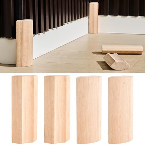 ReliThick 4 Pcs 5.5 x 3/4 Rounded Outside Bullnose Corner Non-Sticky Baseboard Molding and Trim Block Pine Baseboard Molding Trim Fits Standard for 3/4 Rounded Bullnose Corners