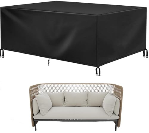 BDBSGBH Abdeckplane Gartenmöbel 220x220x65cm Wasserdicht, Gartenmöbel Abdeckung Atmungsaktiv und UV-Schutz, 420d Oxford Gewebe Plane, Perfekte Schutz für den Außenbereich, Loungemöbel, Schwarz