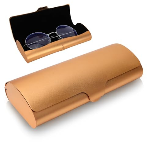 Hifot Brillenetui hardcase Aluminium, Metall Lesebrillenetui hartschalen schwarz für Damen und Herren