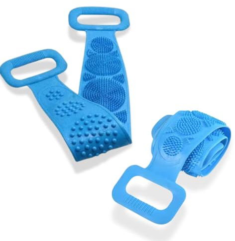 PARENCE.- Lot de 2 Brosses de Douche en Silicone – Éponge Exfoliante Dos & Corps avec Poignées | Gant de Bain Massage et Gommage | Nettoyage Profond
