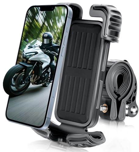 AiQInu Support Telephone Moto, 4.7”-6.8” Porte Telephone Moto, Porte Telephone Velo, Support Telephone Trotinette Electrique Compatible avec iphone Samsung