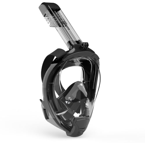 G2RISE Schnorchelmaske Erwachsene, Fullface Tauchermaske Vollmaske mit Abnehmbarer Kamerahalterung, absolut CO2 sicher (Schwarz,XL)
