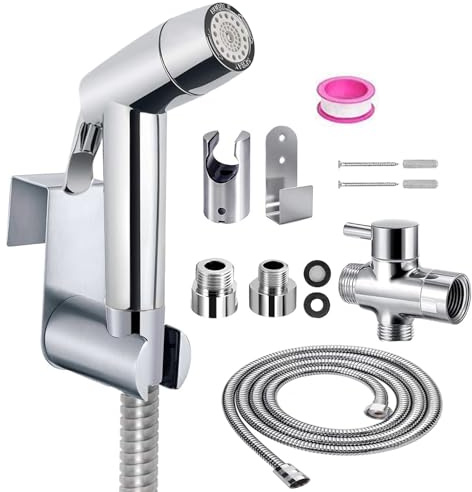 Ensemble de douchette à main pour bidet, en ABS, de qualité supérieure, avec valve G1/2 et un pulvérisateur G3/8, pour douche, salle de bain, hygiène, papier toilette, nettoyage des couches