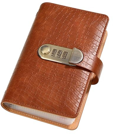 Sparar pengar plånbok, PU-läder 19 x 10 cm | Budgetbindning med krokodilmönster, lösenordslås, 100 sidor, sparkvård | kontantfyllning bindemedel bärbar dator
