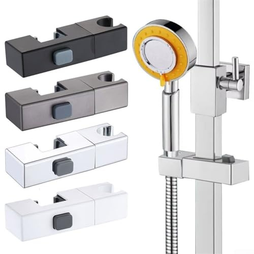 Soporte de cabezal de ducha cuadrado, soporte giratorio ajustable ABS con tubo rectangular y base para ducha de mano de tubo de 30 x 18 mm (cromo)