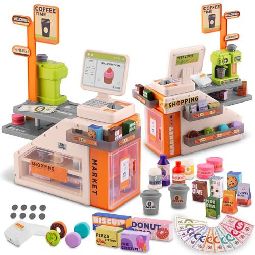 Ricokids Einkaufsladen Kinder - Kasse Kinder - Spielkasse - Kinderkasse mit Scanner und Sound - Kaufladen - Spielzeug für Mädchen Jungen