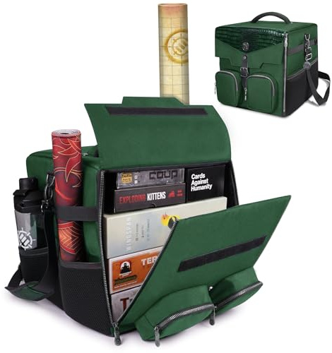 ENHANCE Sac Bandoulière pour Jeux De Société - Édition Collector avec Bandoulière Et Poches pour Dés, Cartes Et Accessoires - Sac Renforcé pour Protéger Vos Jeux De Plateau (Dragon Vert)