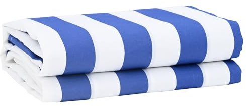 Ersatzstoff für Markisen blau weiß 10x1.6m Material Polyester UV und Wasserfest für Balkon und Terrasse leicht zu montieren ideal