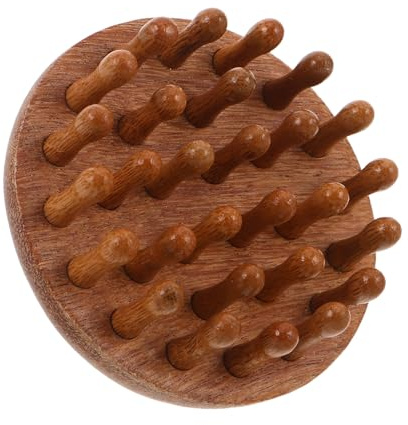 Peine Masajeador del Cuero Cabelludo de Madera para Cabello | Mango Redondo, Uso en Cabello Húmedo y Seco, Apoyo para Prácticas de Masaje de Cabeza