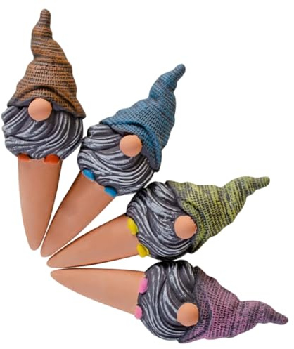 Ginwrek Lot de 4 pics d'arrosage en terre cuite, nain de jardin pour plantes en pot, arrosage de plantes de vacances pour intérieur et extérieur
