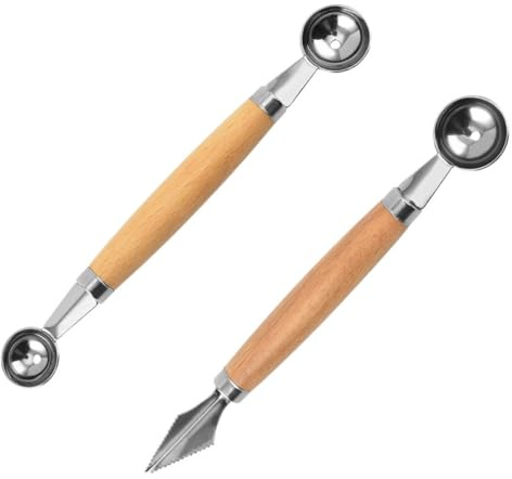 ROMISBABA 2 Pezzi Cucchiaio per Frutta in Acciaio Inossidabile, Scavino per Meloni Design Semplice e Maneggevole, Accessorio Comodo per Casa e Ristorante