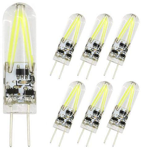 6Pcs G4 LED Bulb 12V AC / DC Cool White Bulb Lamps 3 Watt Bi-pin Base 2x Filamento COB LED G4 3W Clear Filamento Lampadina COB Equivalente a 15W Lampadina alogena Faretto Lampadario Luci Bianco freddo