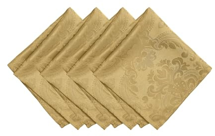 Elrene Home Fashions Caiden Elegance Damast Stoffservietten, 4 Stück, Polyester, Gold, 17 x 17, 4