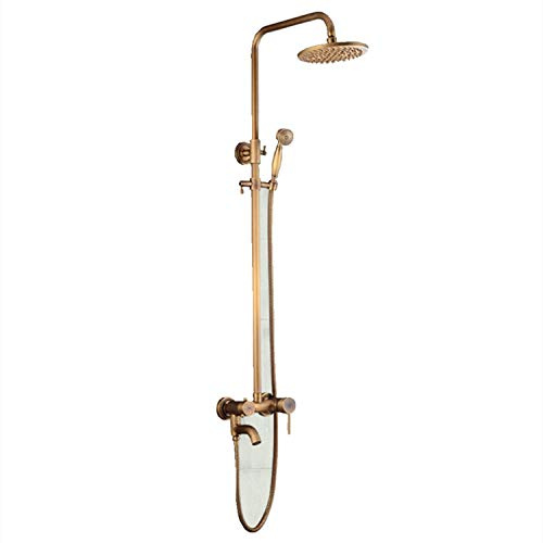 DIFU Badrum brons antik duscharmatur duschset vintage regndusch mässing duschsystem kran handdusch duscharmatur duschhuvud retro nostalgi dusch kit