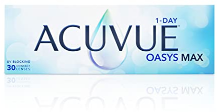 ACUVUE OASYS MAX 1-Day Tageskontaktlinsen – Helfen dabei, das Gefühl von müden & trockenen Augen zu reduzieren – 30 Tageskontaktlinsen mit -8.50 dpt und BC 8.5 – UV Schutz & angenehmes Tragegefühl