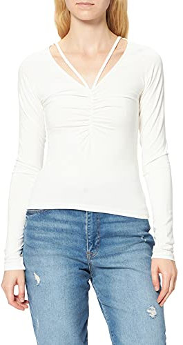 NA-KD Neck Detail Top, Camisa Mujer, Off White, X-Small