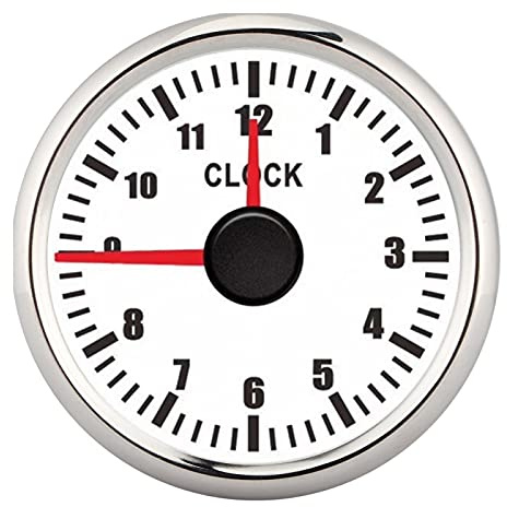 Yctze 2 Pouces l Horloge Tableau De Bord 0-12 Heures avec Affichage Rétro-éclairage Rouge 2 V/24 V pour ure Eau Yacht (Cadran B Cadre Argenté) élégante Horloge De ure avec Design Moderne