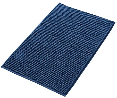 Decomira Badmatta halkfri av mjuk Chenille | Superabsorberande och maskintvättbar | Kan kombineras som badmatta set | För badrum, dusch, badkar eller som wc matta | Blå - 40x60 cm