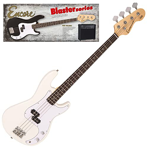 Encore E40 Blaster Bassgitarren-Set, Vintage-Stil, Weiß