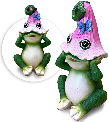 THE ENCHANTED GARDEN Frog Ornament Peeking Statue Outdoor Resin Decoration Figurine for Patio Lawn Yard Décor