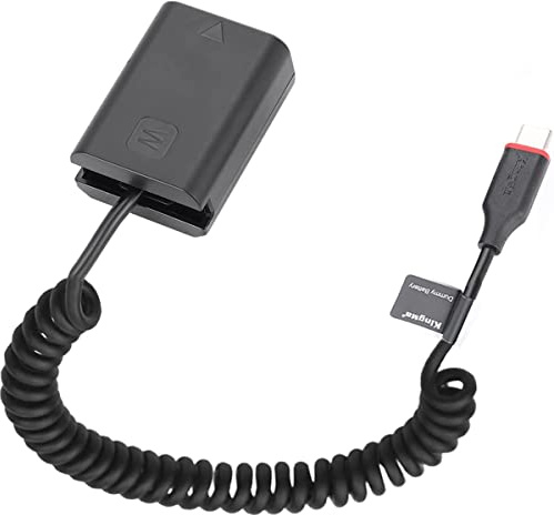 KingMa NP-FW50 Dummy-Akku, Ersatz für Sony Kameras | Vollständig Dekodiert,Type-C Federkabel,kompatibel mit Sony ZV-E10/A7/A7M2/A7R2/A7S2/A6300/A6400/A6000/A6100/A5100/RX10